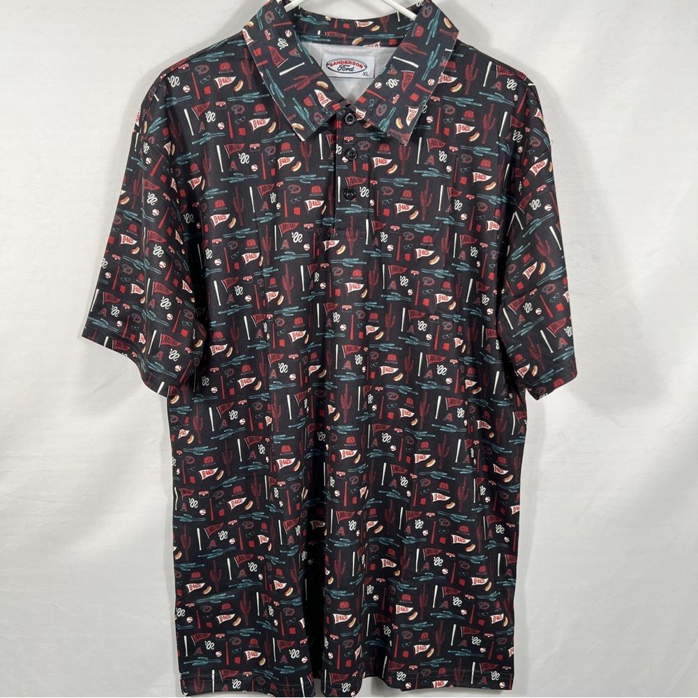 SGA Arizona Diamondbacks Fathers Day Black and Red Team Patterned Polo 0868